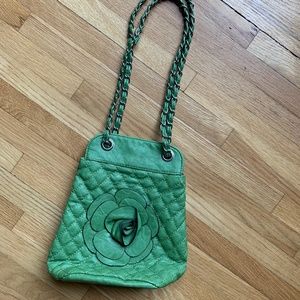 Small Green Floral Bag NWOT